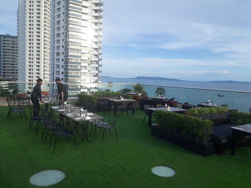 Party setup at the rooftop